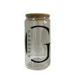 Personalised 16oz double wall glass mug with bamboo lid featuring a custom monogram letter G and personalised name, suitable for hot and cold beverages. Front