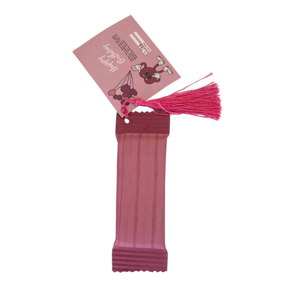Pink personalised birthday chocolate with a matching gift tag, customised for birthday gifts and event favours.