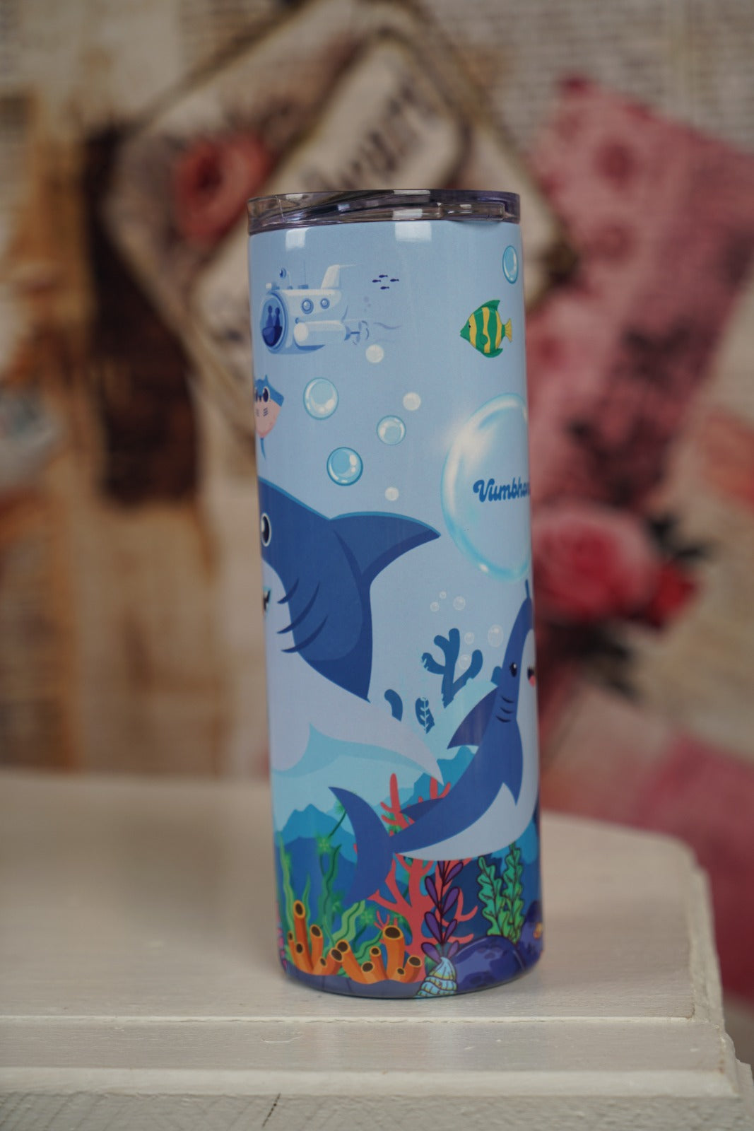 Custom Name Shark & Ocean Friends Tumbler 600ml