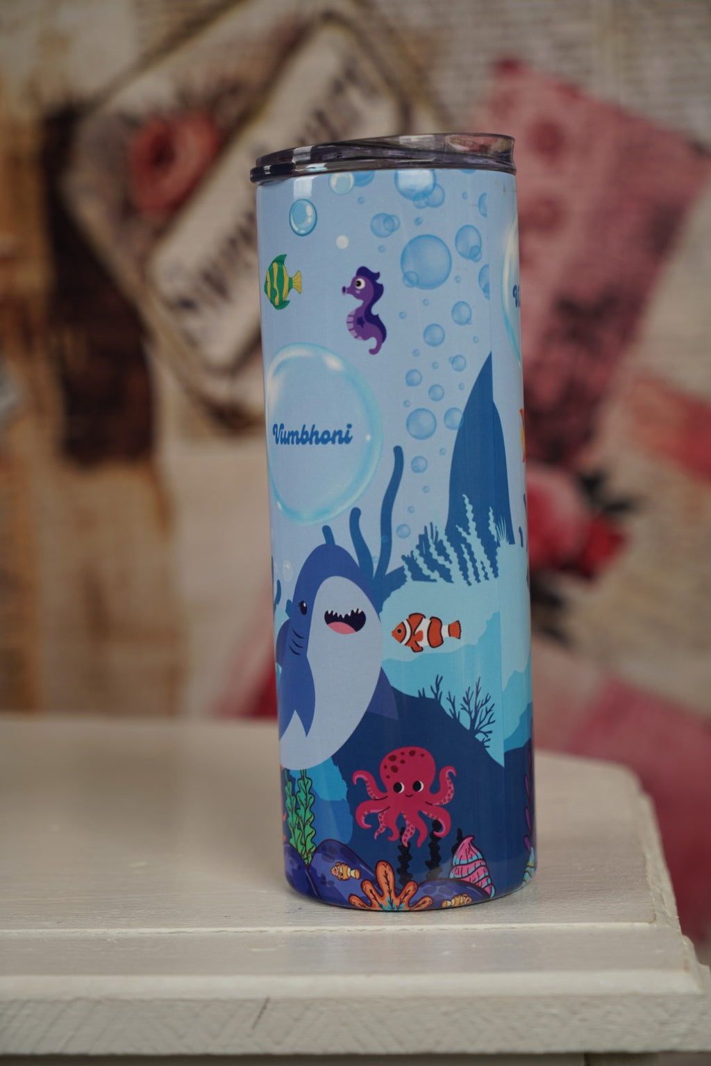 Custom Name Shark & Ocean Friends Tumbler 600ml