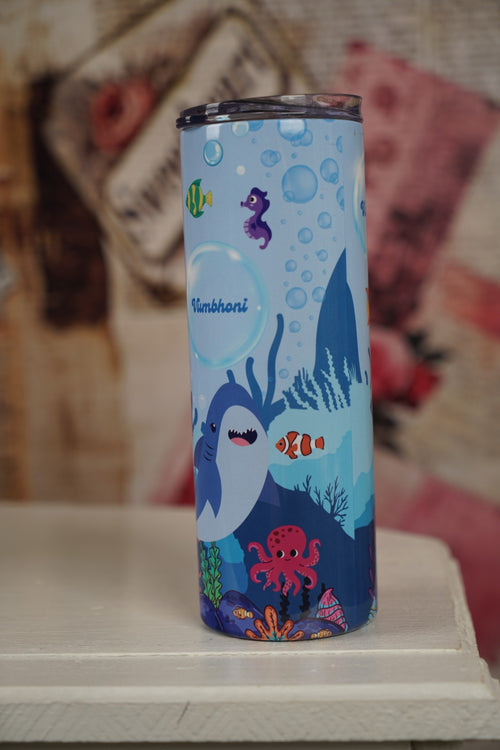 Custom Name Shark & Ocean Friends Tumbler 600ml