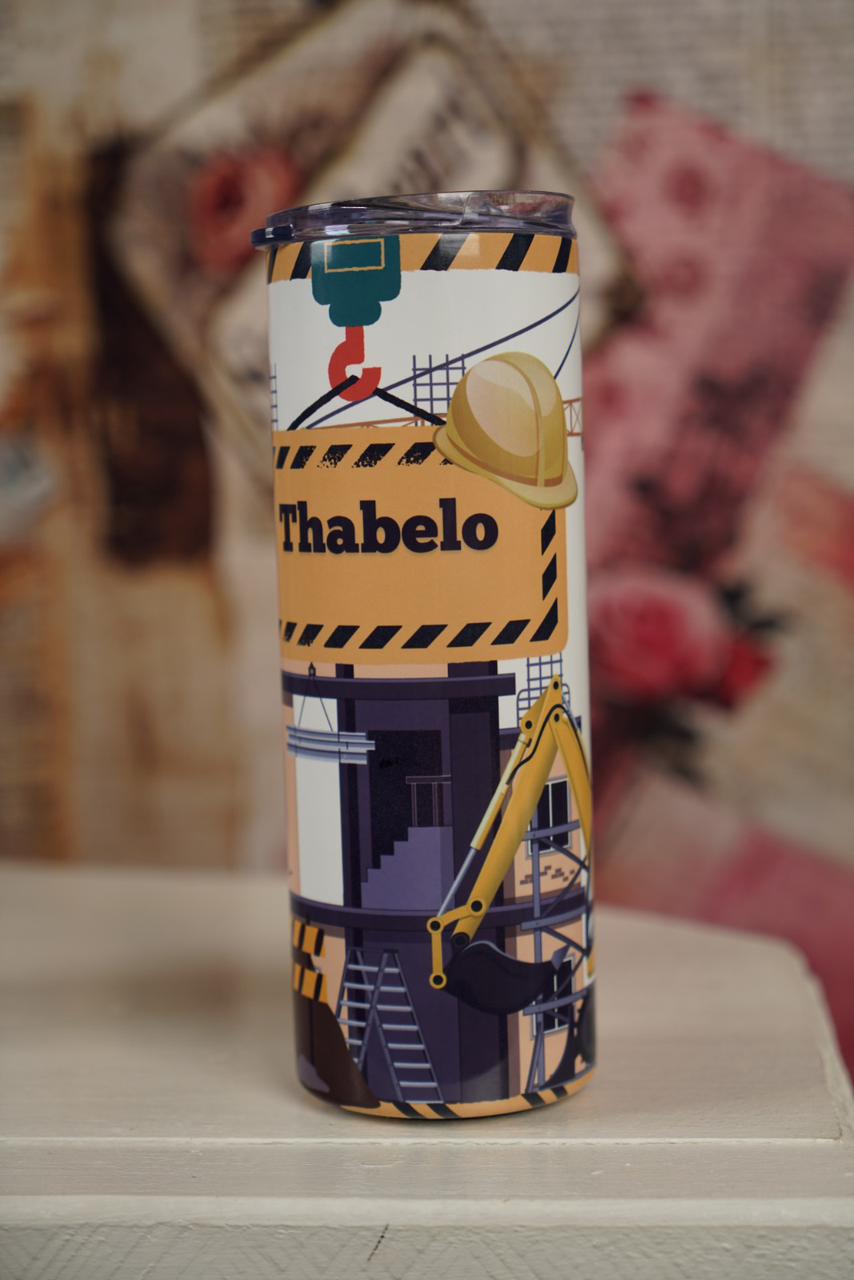 Custom Name Personalised Construction Tumbler 600ml