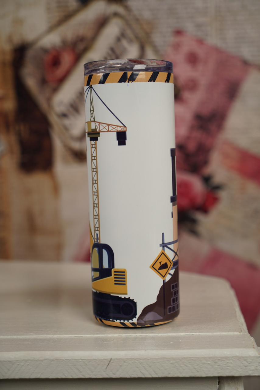 Custom Name Personalised Construction Tumbler 600ml