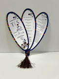 Luxury personalised wedding petal program fan with floral design and tassel in South Africa